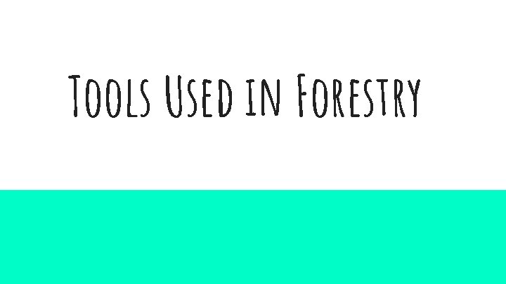 Tools Used in Forestry 