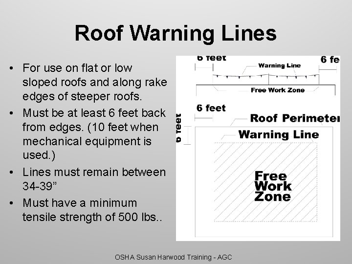 Roof Warning Lines • For use on flat or low sloped roofs and along