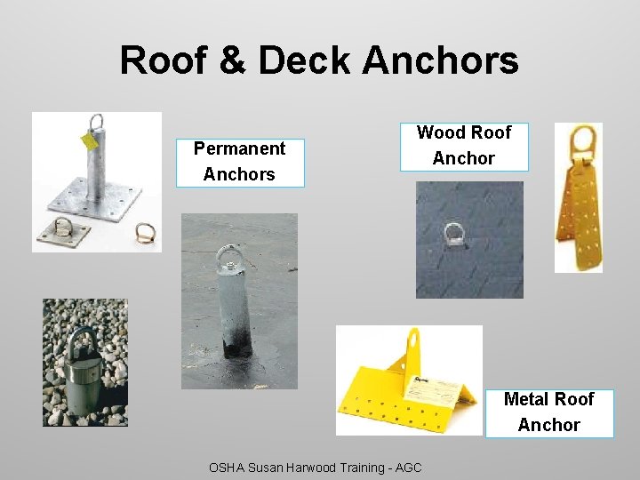 Roof & Deck Anchors Permanent Anchors Wood Roof Anchor Metal Roof Anchor OSHA Susan