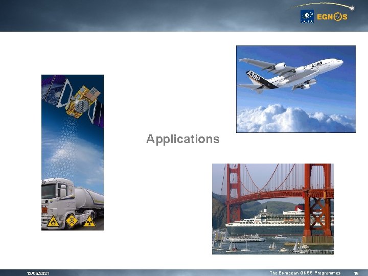 Applications 12/06/2021 The European GNSS Programmes 19 Applications 12/06/2021 The European GNSS Programmes 19