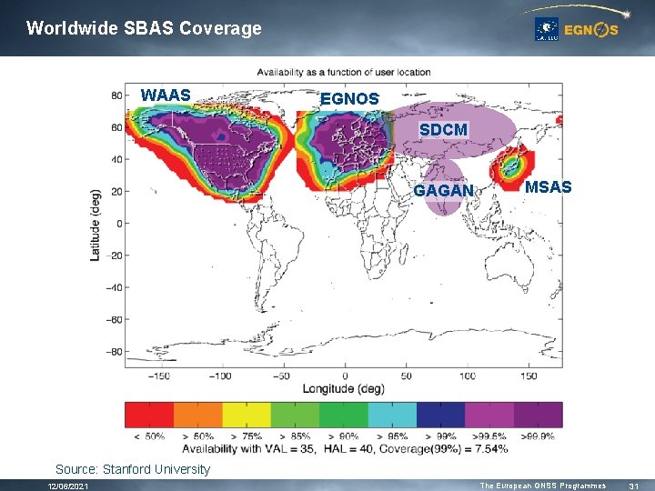 Worldwide SBAS Coverage WAAS EGNOS SDCM GAGAN MSAS Source: Stanford University 12/06/2021 The European Worldwide SBAS Coverage WAAS EGNOS SDCM GAGAN MSAS Source: Stanford University 12/06/2021 The European
