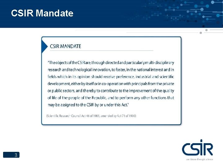 CSIR Mandate 3 