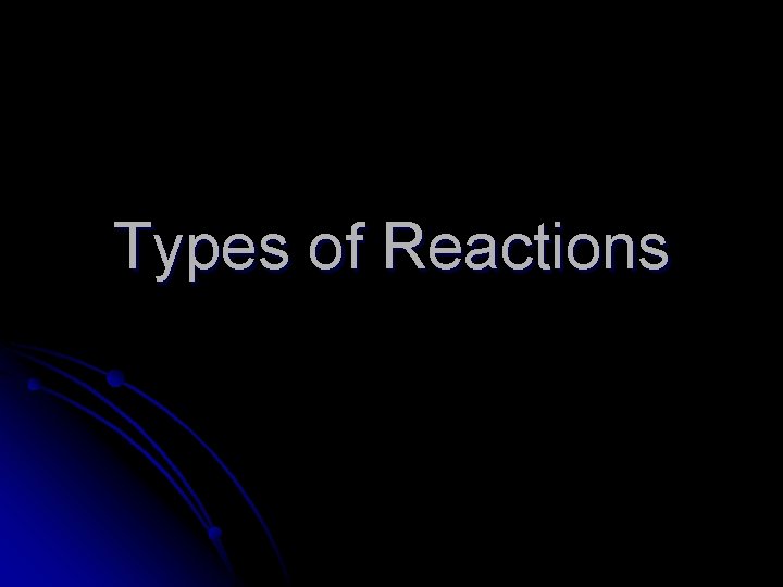 Types of Reactions 