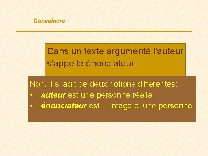 Convaincre Dans un texte argumenté l'auteur s'appelle énonciateur. Non, il s ’agit de deux