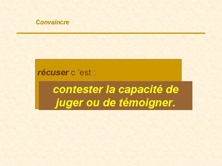 Convaincre récuser c ’est : contester la capacité de avouer contester ? jugerdélaisser ou