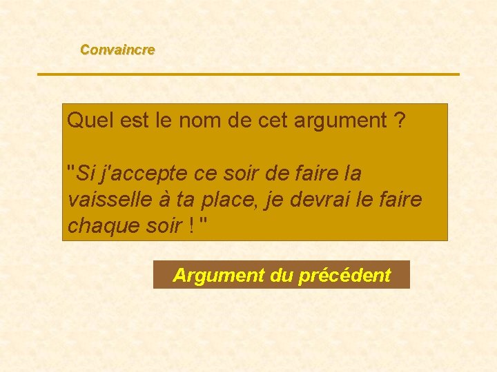 Convaincre Quel est le nom de cet argument ? "Si j'accepte ce soir de