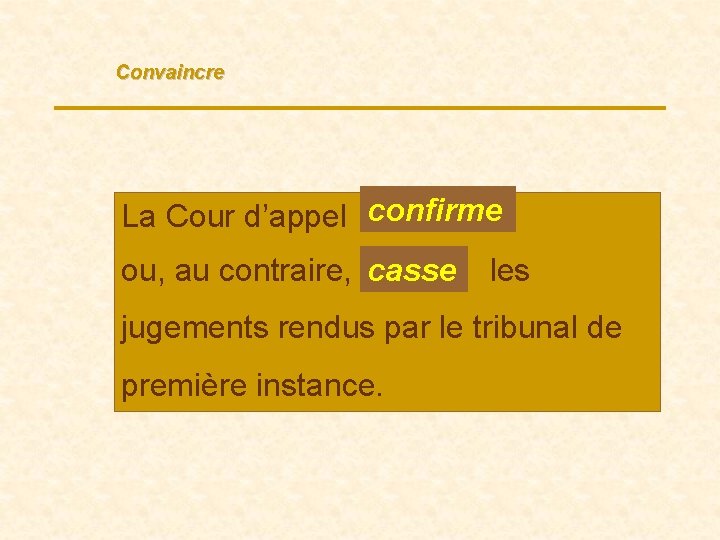 Convaincre confirme La Cour d’appel … ou, au contraire, … casse les jugements rendus