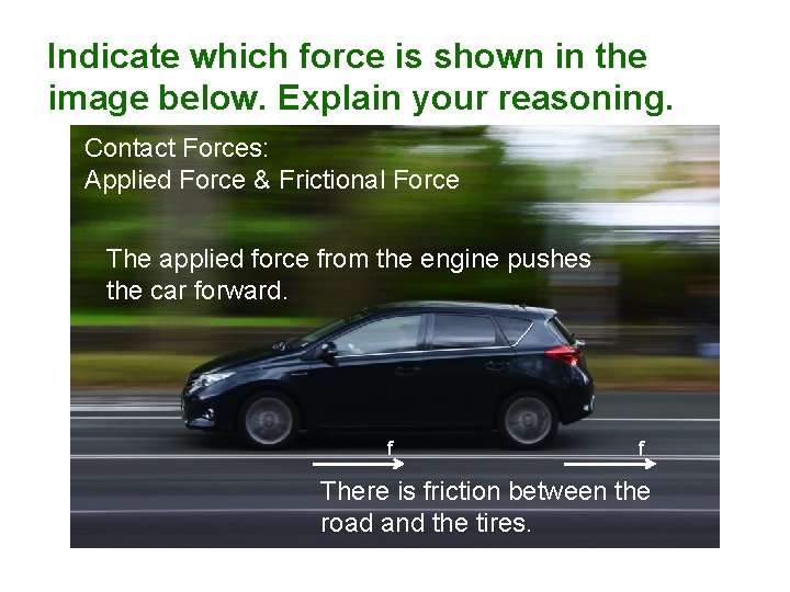 Indicate which force is shown in the image below. Explain your reasoning. Contact Forces: