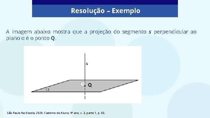 Resolução – Exemplo A imagem abaixo mostra que a projeção do segmento s perpendicular