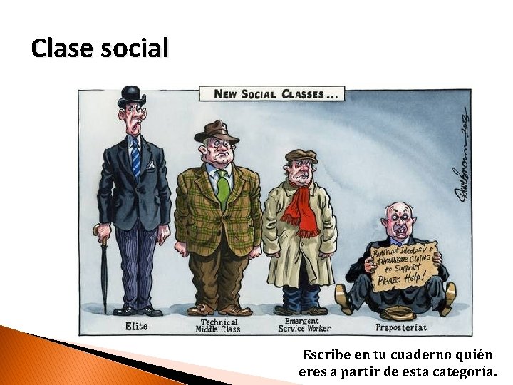 Clase social Escribe en tu cuaderno quién eres a partir de esta categoría. 