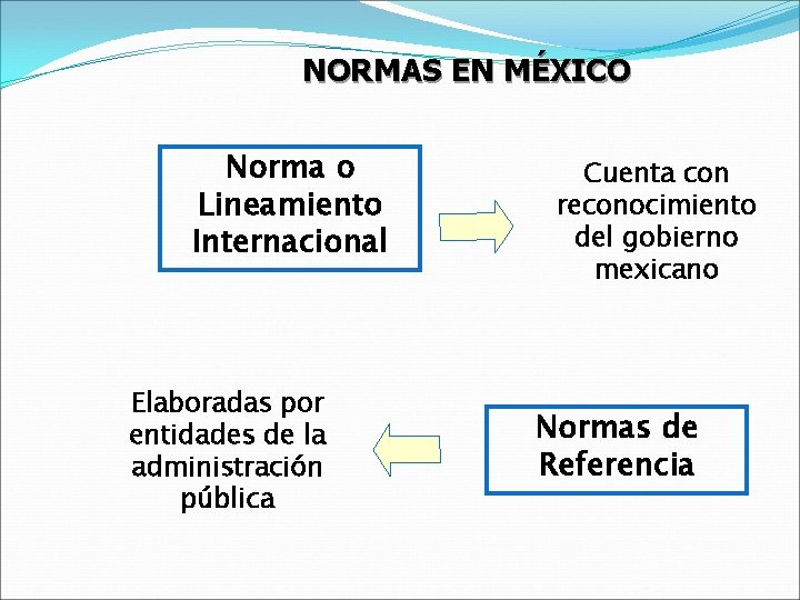 NORMAS EN MÉXICO Norma o Lineamiento Internacional Elaboradas por entidades de la administración pública