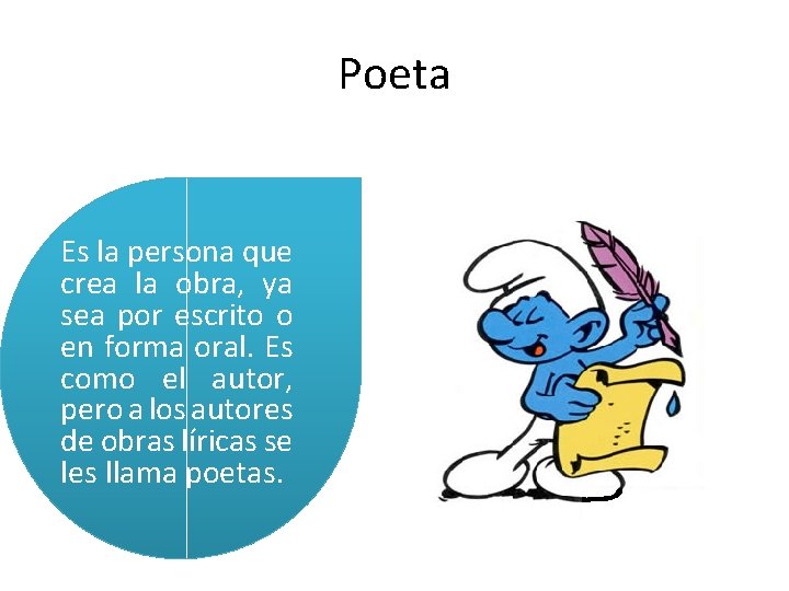 Poeta Es la persona que crea la obra, ya sea por escrito o en Poeta Es la persona que crea la obra, ya sea por escrito o en