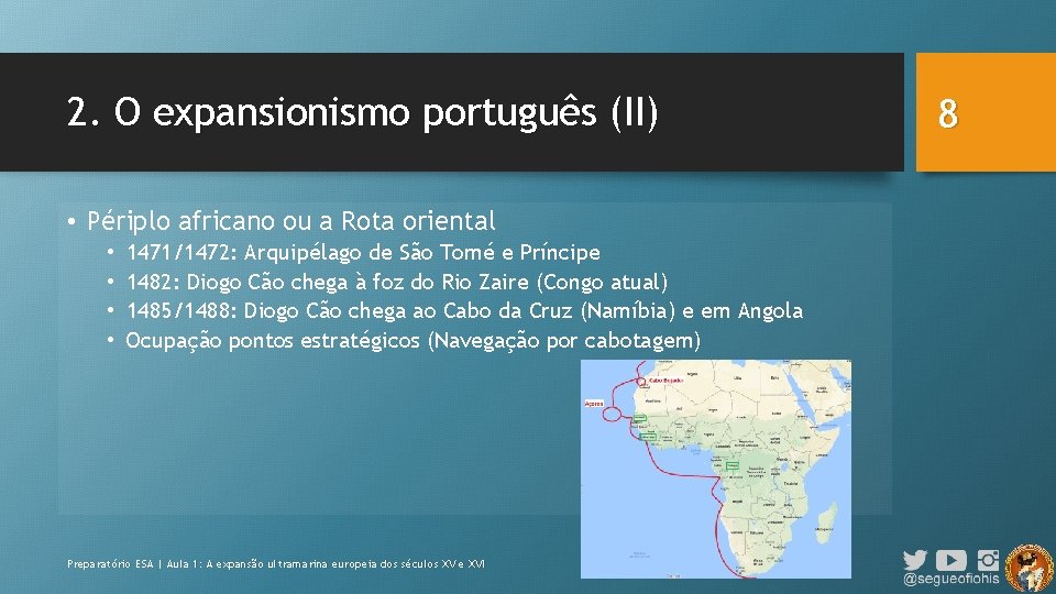 2. O expansionismo português (II) • Périplo africano ou a Rota oriental • •