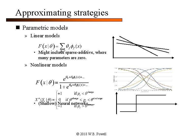 Approximating strategies n Parametric models » Linear models • Might include sparse-additive, where many