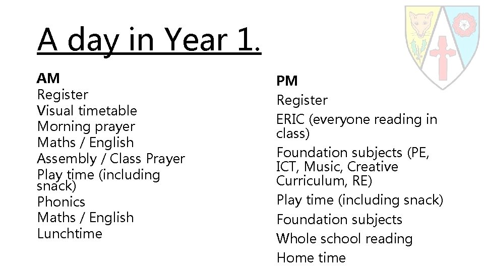A day in Year 1. AM Register Visual timetable Morning prayer Maths / English