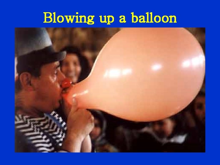 Blowing up a balloon 