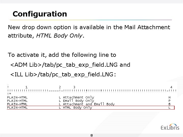 Configuration New drop down option is available in the Mail Attachment attribute, HTML Body Configuration New drop down option is available in the Mail Attachment attribute, HTML Body
