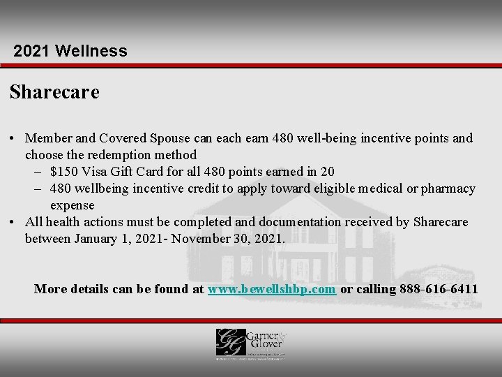 2021 Wellness Sharecare • Member and Covered Spouse can each earn 480 well-being incentive