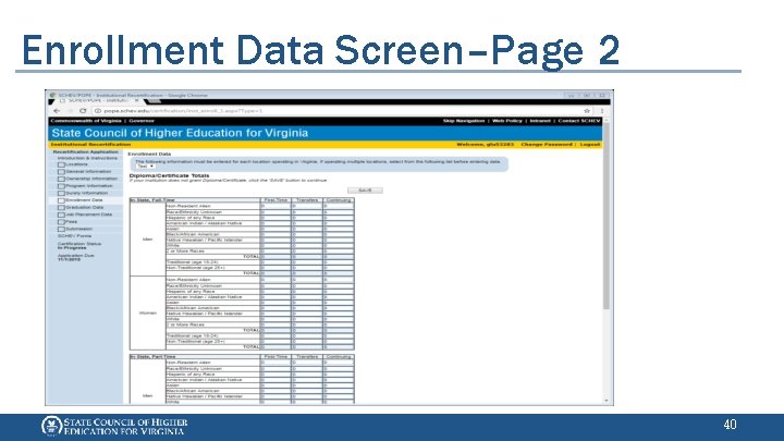 Enrollment Data Screen–Page 2 40 