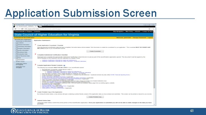 Application Submission Screen 48 