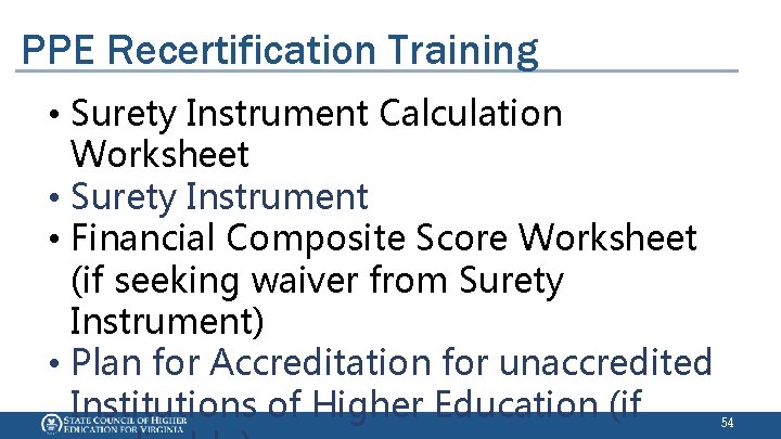 PPE Recertification Training • Surety Instrument Calculation Worksheet • Surety Instrument • Financial Composite
