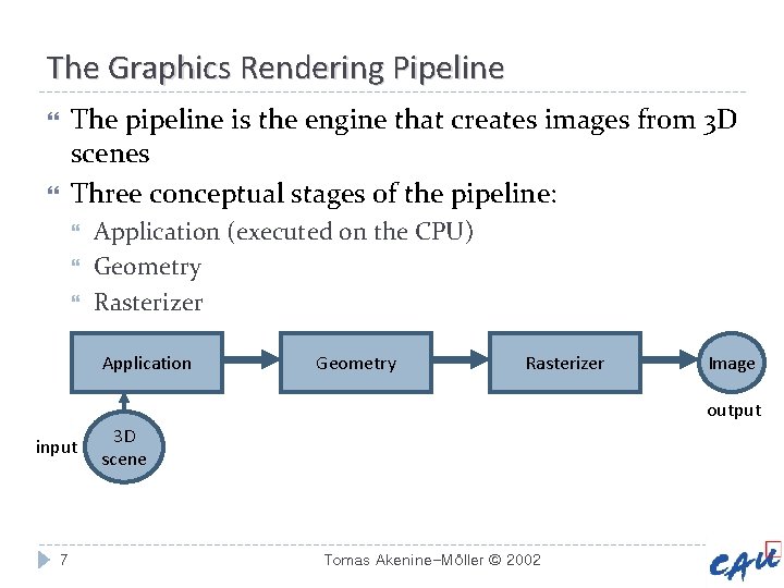The Graphics Rendering Pipeline The pipeline is the engine that creates images from 3 The Graphics Rendering Pipeline The pipeline is the engine that creates images from 3
