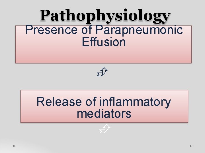 Pathophysiology Presence of Parapneumonic Effusion Release of inflammatory mediators 