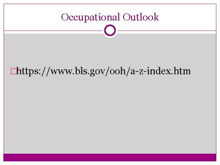 Occupational Outlook �https: //www. bls. gov/ooh/a-z-index. htm 