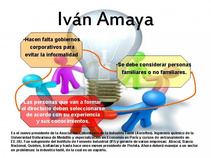 Iván Amaya • Hacen falta gobiernos corporativos para evitar la informalidad • Se debe