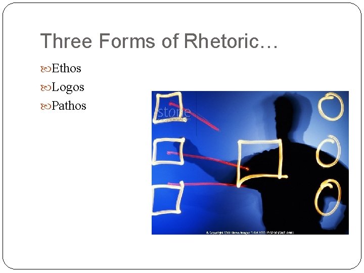 Three Forms of Rhetoric… Ethos Logos Pathos 