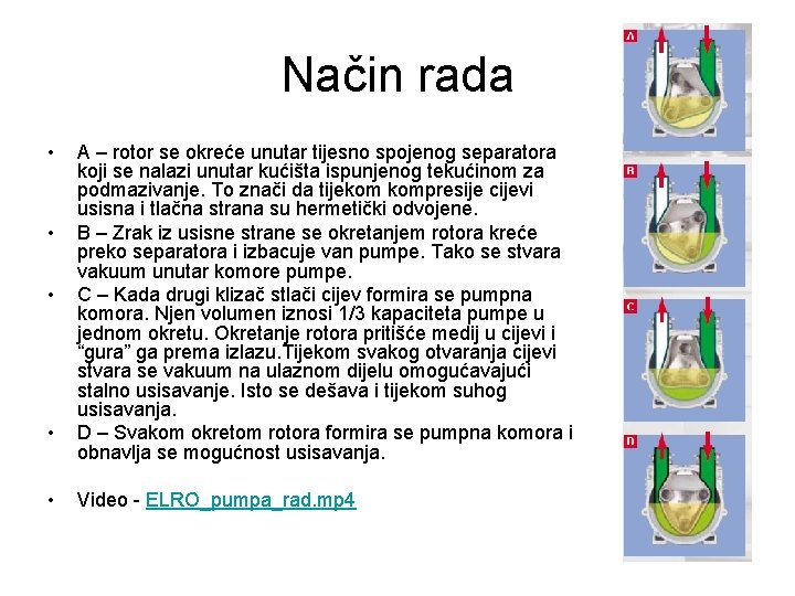 Način rada • • • A – rotor se okreće unutar tijesno spojenog separatora