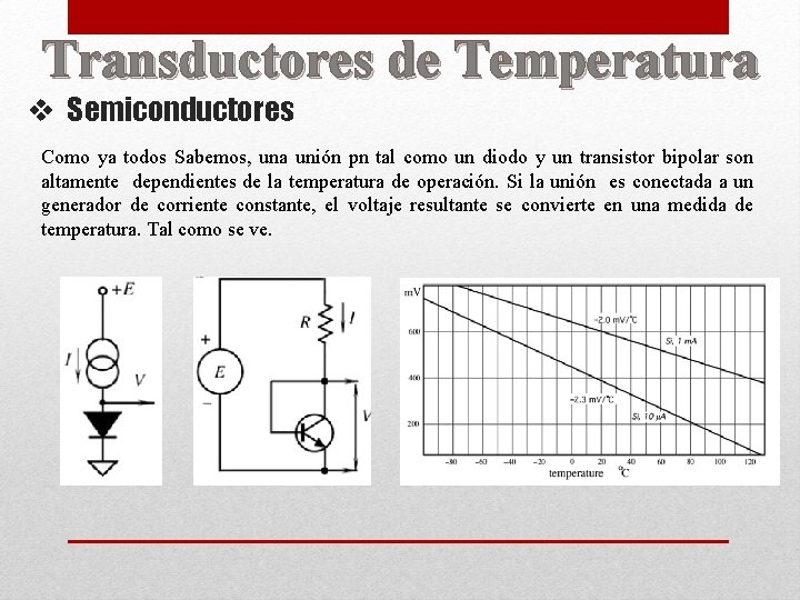 Transductores de Temperatura v Semiconductores Como ya todos Sabemos, una unión pn tal como