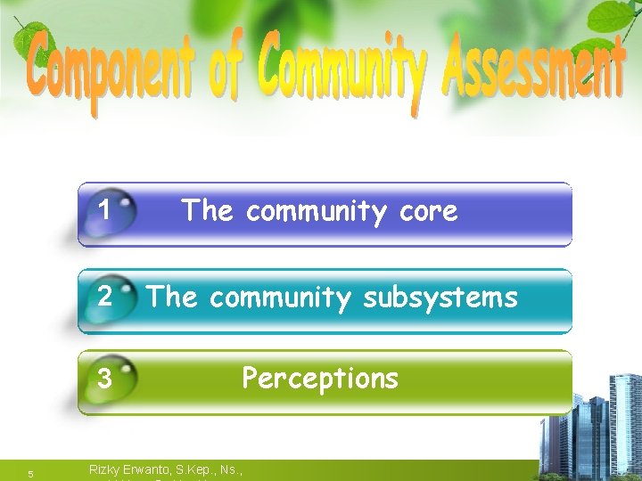 1 2 The community core The community subsystems 3 5 Rizky Erwanto, S. Kep.