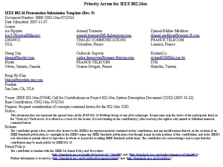 Priority Access for IEEE 802 16 m IEEE