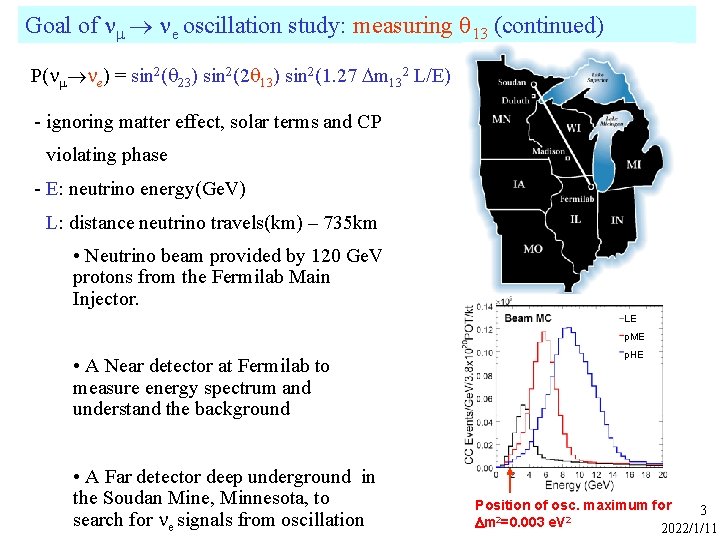 Goal of e oscillation study: measuring 13 (continued) P( e) = sin 2( 23)