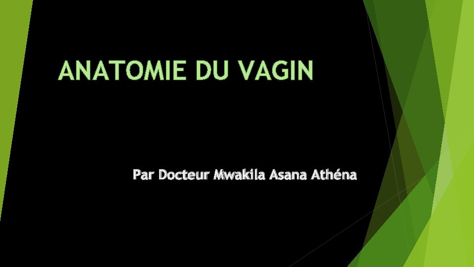 ANATOMIE DU VAGIN Par Docteur Mwakila Asana Athéna 