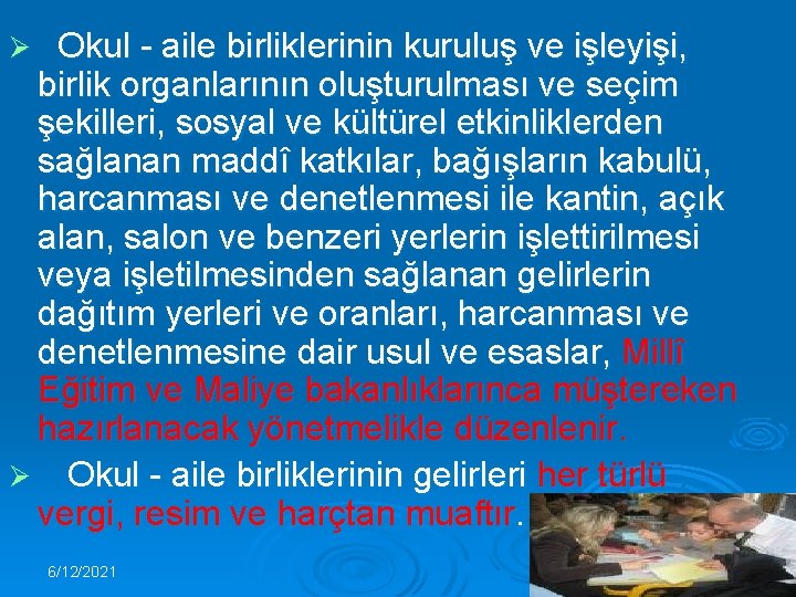 Okul - aile birliklerinin kuruluş ve işleyişi, birlik organlarının oluşturulması ve seçim şekilleri, sosyal