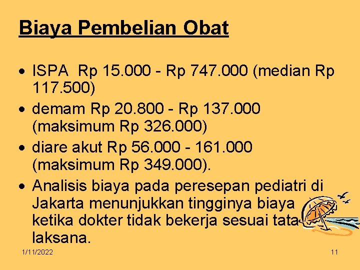 Biaya Pembelian Obat ISPA Rp 15. 000 - Rp 747. 000 (median Rp 117.