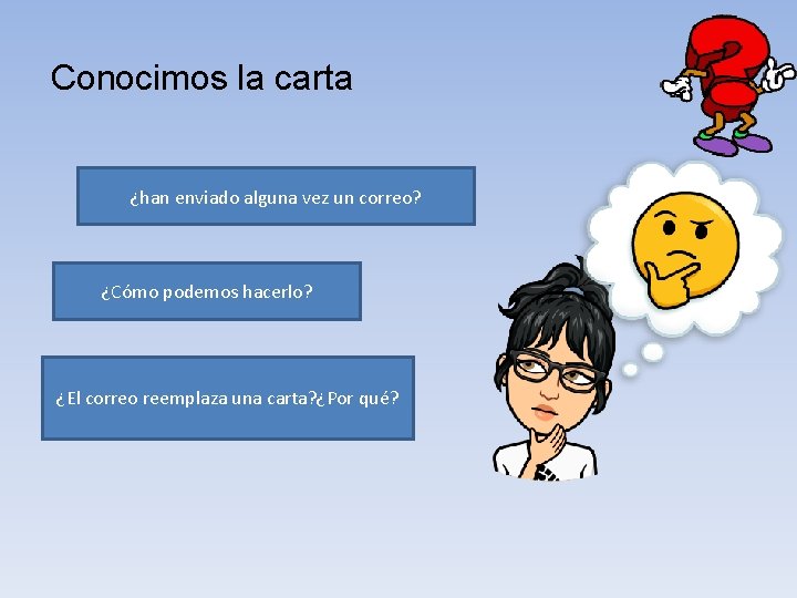 Conocimos la carta ¿han enviado alguna vez un correo? ¿Cómo podemos hacerlo? ¿El correo