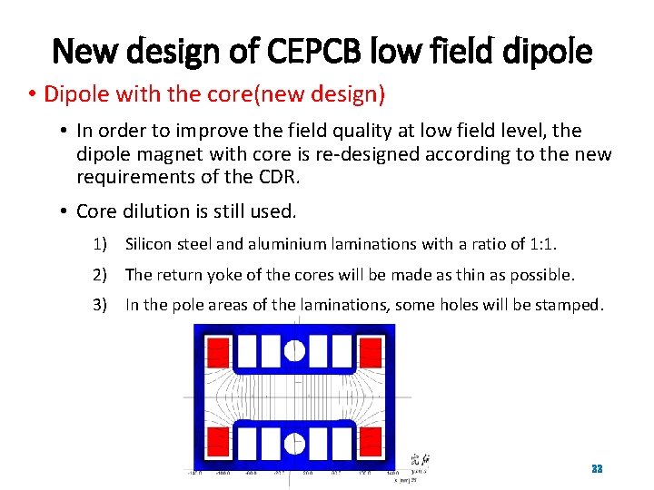 New design of CEPCB low field dipole • Dipole with the core(new design) •