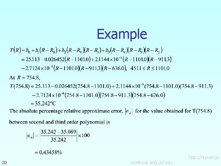 Example 20 lmethods. eng. usf. edu http: //numerica 