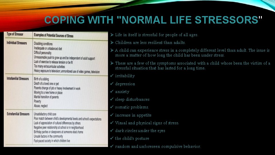 COPING WITH "NORMAL LIFE STRESSORS" Ø Life in itself is stressful for people of COPING WITH "NORMAL LIFE STRESSORS" Ø Life in itself is stressful for people of
