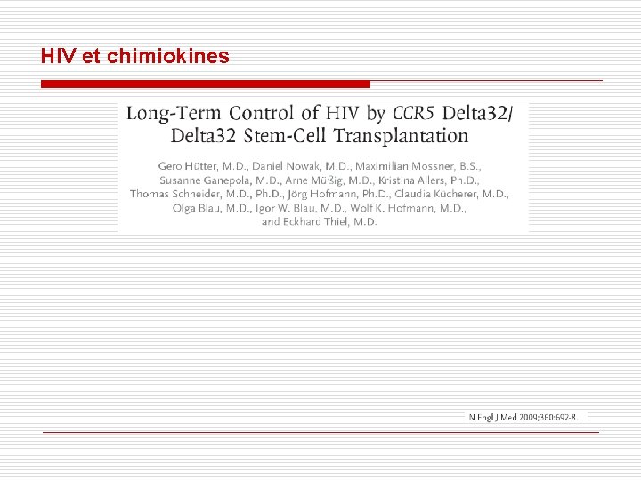 HIV et chimiokines HIV et chimiokines