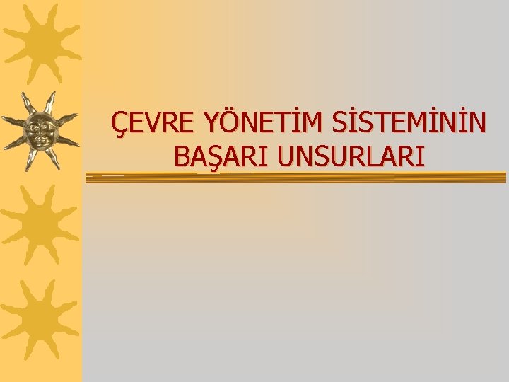 ÇEVRE YÖNETİM SİSTEMİNİN BAŞARI UNSURLARI 