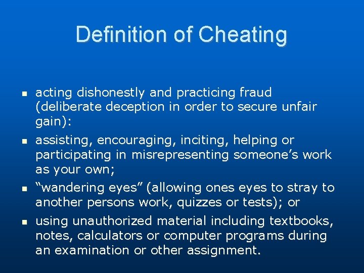 Definition of Cheating n n acting dishonestly and practicing fraud (deliberate deception in order