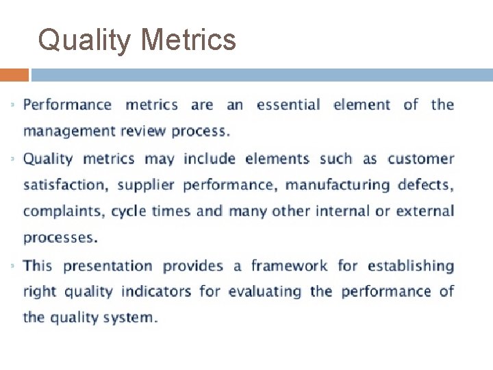 Quality Metrics 