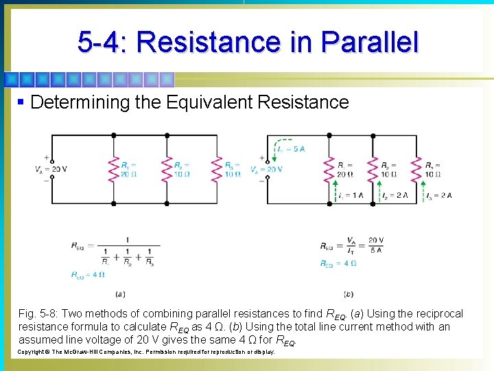 5 -4: Resistance in Parallel § Determining the Equivalent Resistance Fig. 5 -8: Two