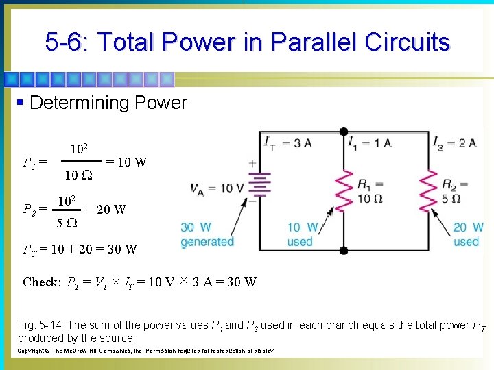 5 -6: Total Power in Parallel Circuits § Determining Power P 1 = P