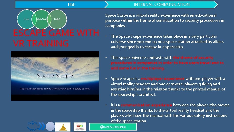 HSE PLAN ANIMATIONS TOOLS ESCAPE GAME WITH VR TRAINING INTERNAL COMMUNICATION Space Scape is