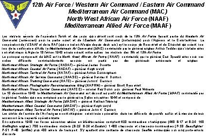 12 th Air Force / Western Air Command / Eastern Air Command Mediterranean Air